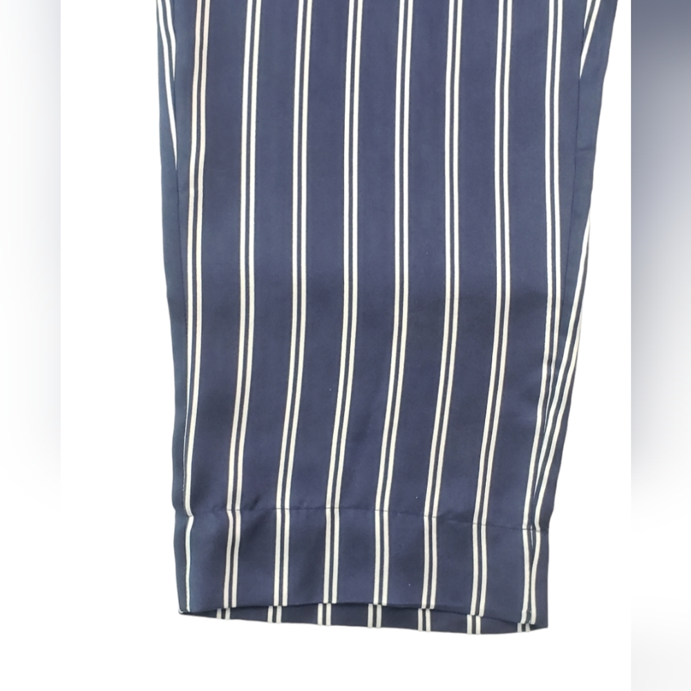 NWT Joie Addiena Silk Stripe Cropped Pants Dark Navy L Coastal Nautical Capsule - Picture 11 of 15
